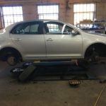 vehicle having tire service performed